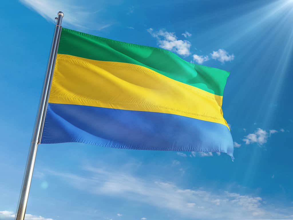 Bandiera del Gabon che fluttua nel vento