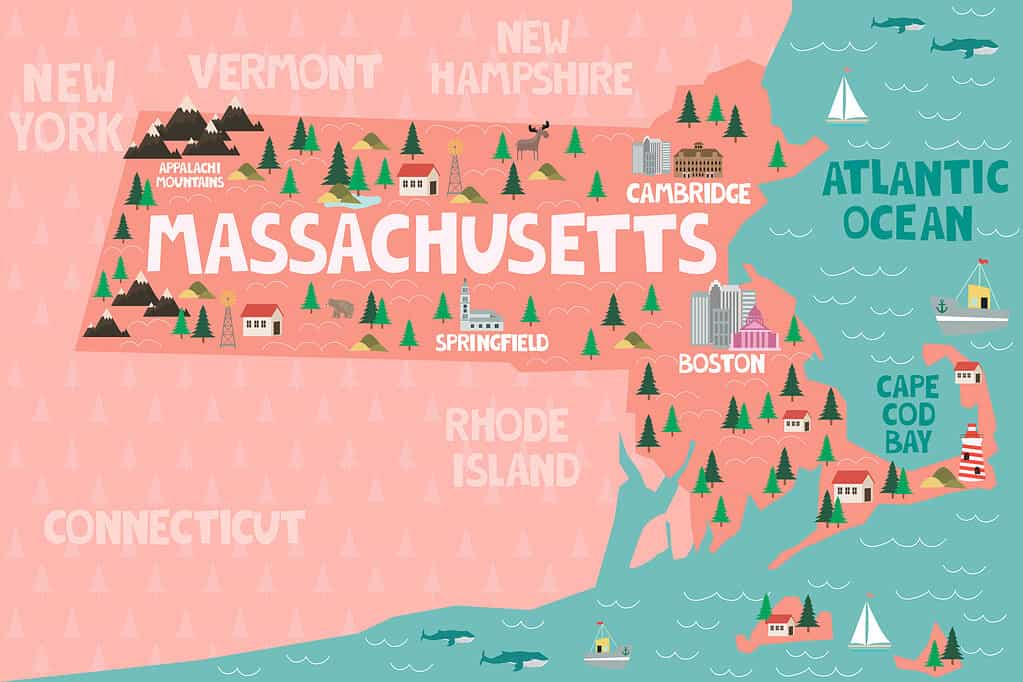 Mappa dello stato del Massachusetts