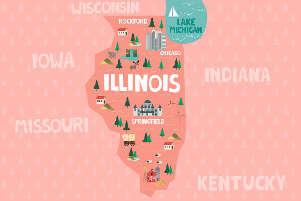 Mappa dello stato dell'Illinois