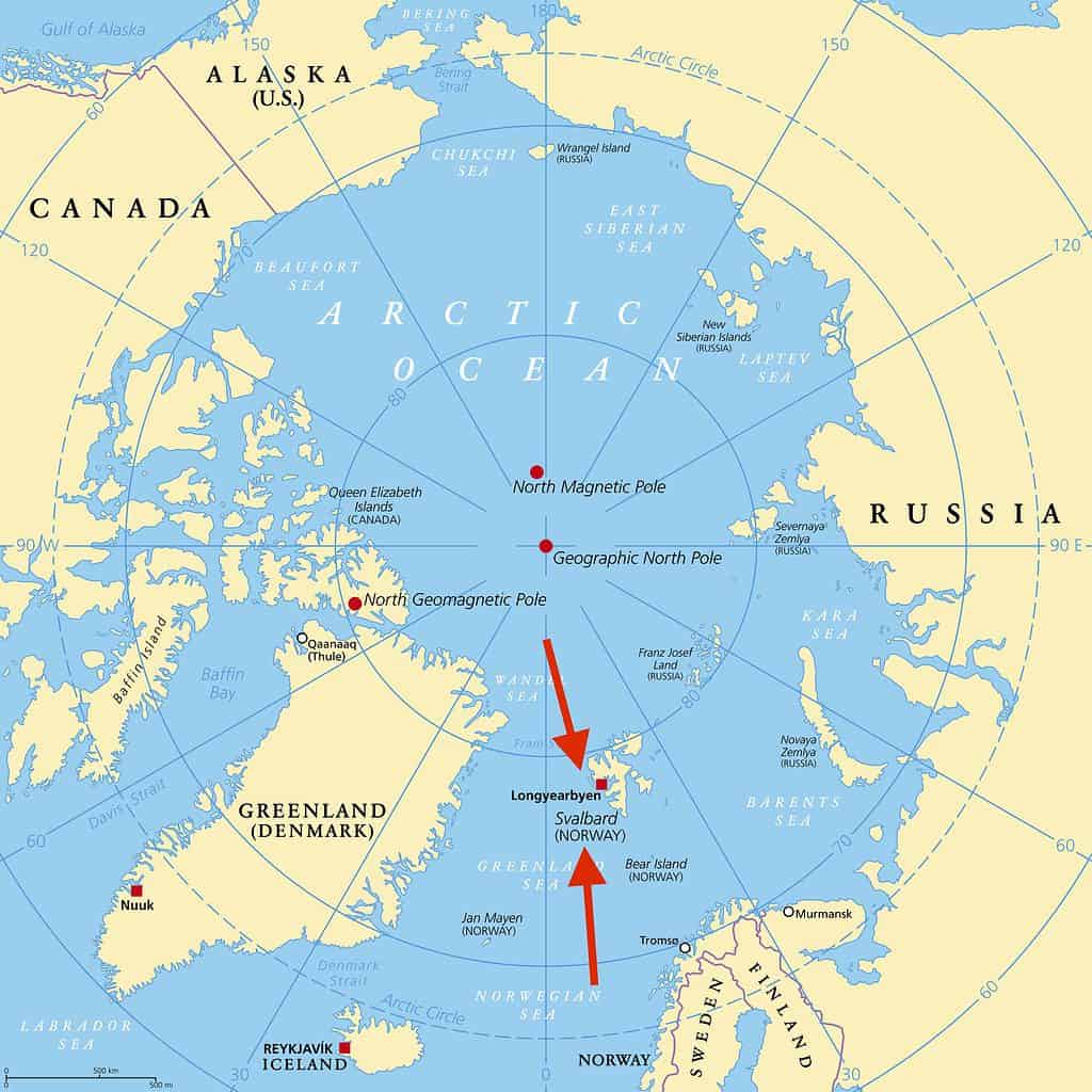 Mappa delle isole Svalbard e Jan