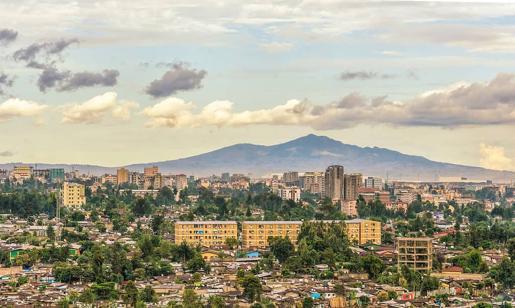 Addis Abeba, Etiopia, città, skyline urbano, vista aerea