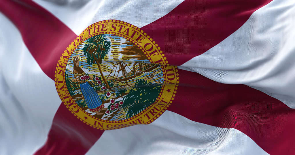 Vista ravvicinata della bandiera dello stato della Florida