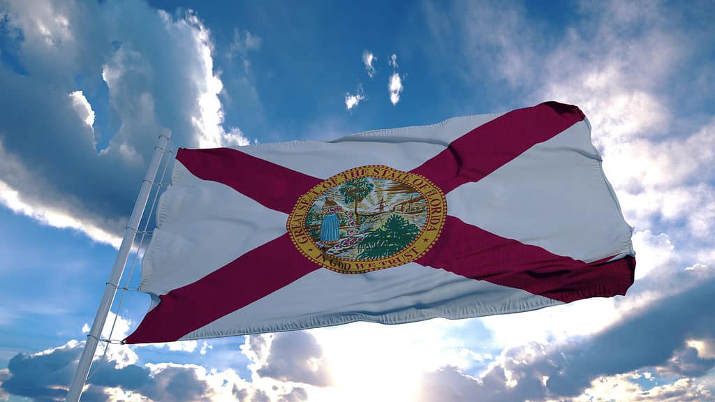Bandiera della Florida che fluttua nel vento