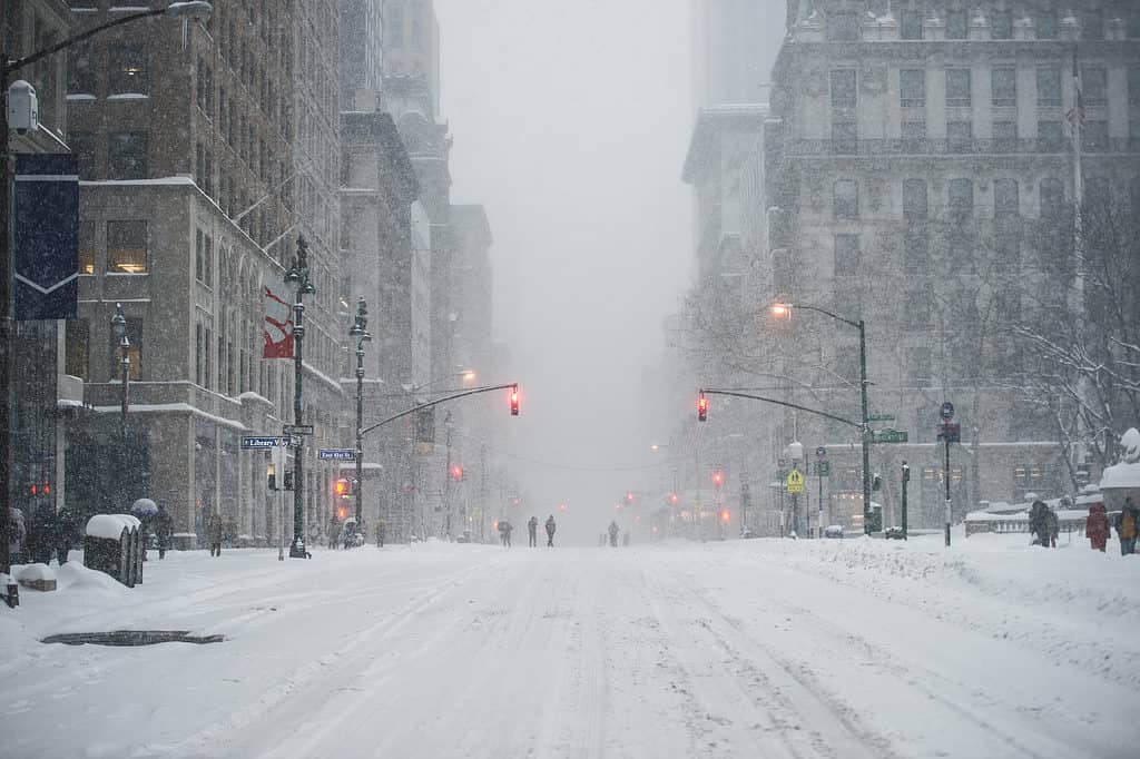 New York durante la bufera di neve