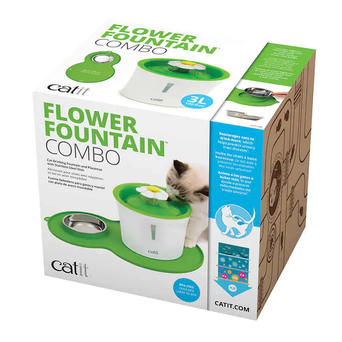 Catit Flower Fountain & Placemat Kit con 5 filtri di ricambio