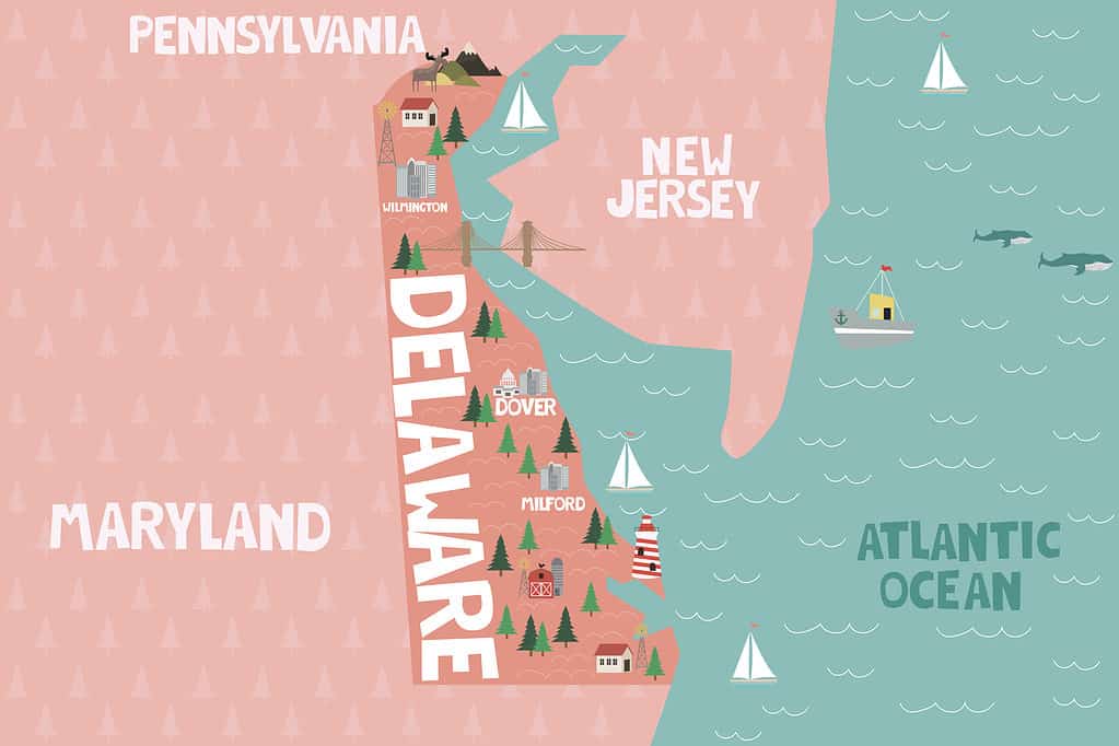 Mappa dello stato del Delaware
