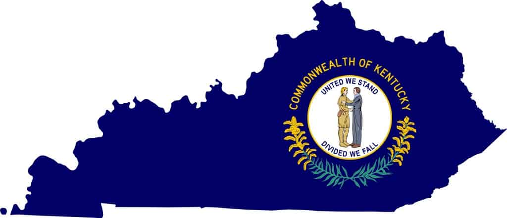 Mappa del Kentucky e bandiera del Kentucky