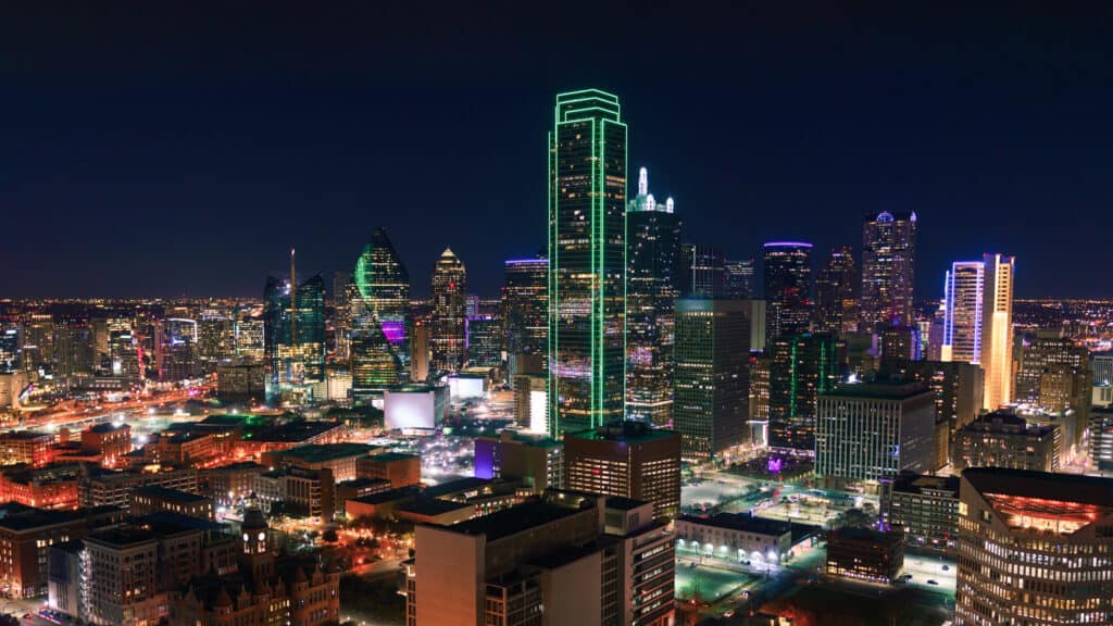 Città di Dallas, Texas durante la notte