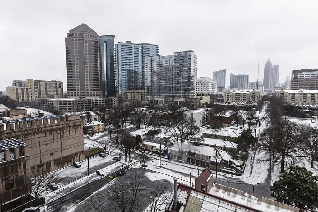 Atlanta, Georgia, coperta di neve e ghiaccio