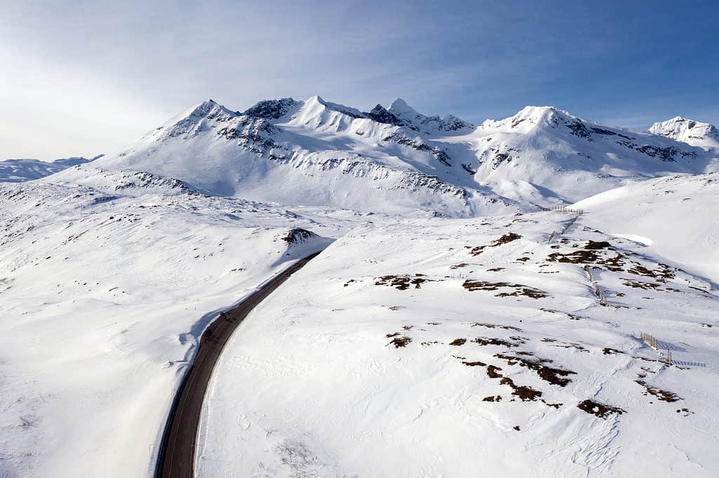 Thompson Pass vicino a Valdez, Alaska durante l'inverno.