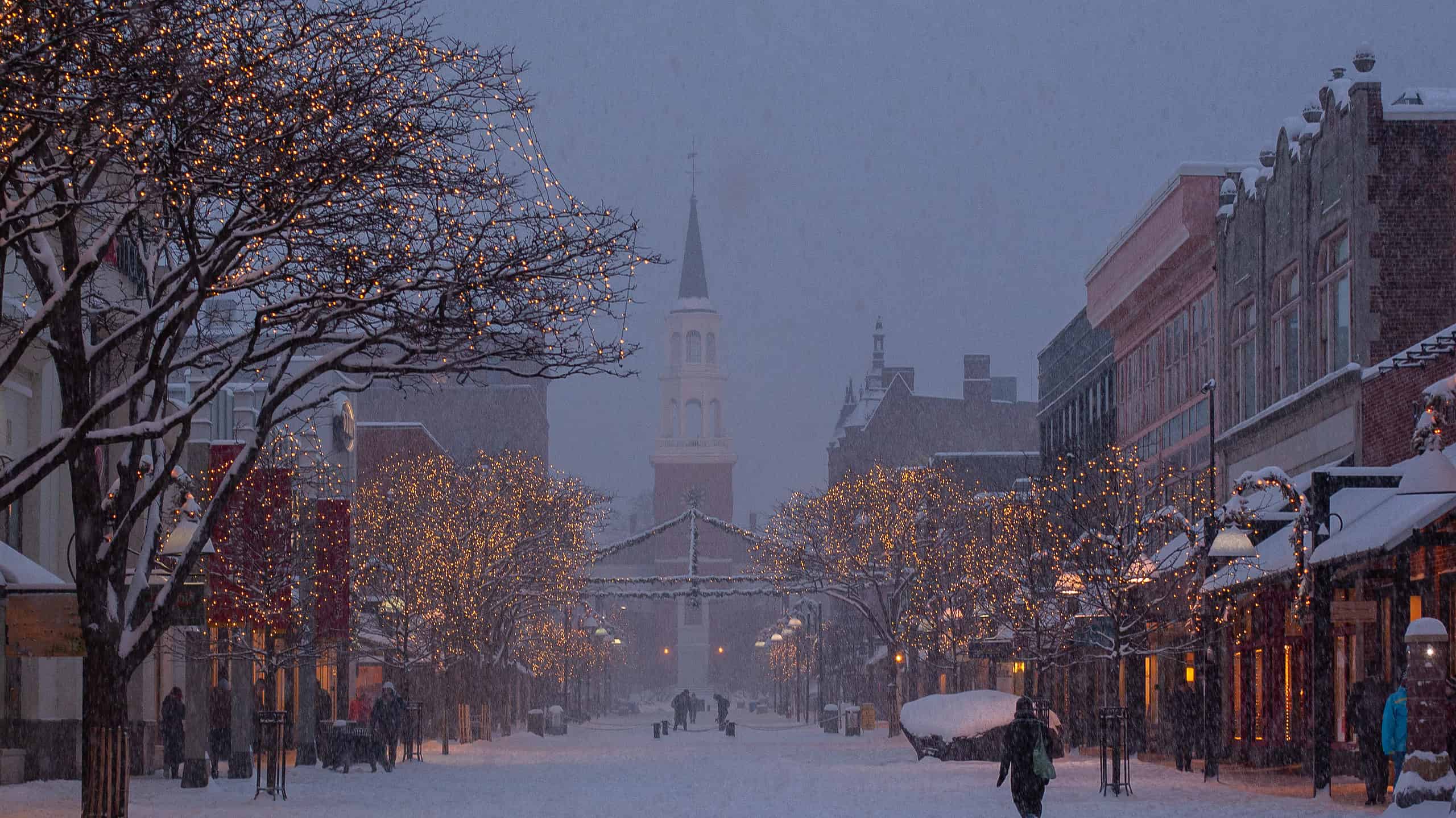 Nevicata nel centro di Burlington, nel Vermont.