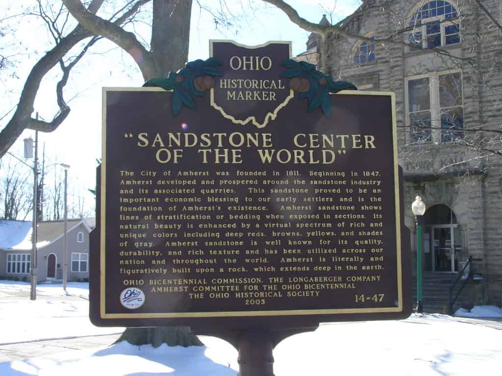 Sandstone Center of the World indicatore storico ad Amherst, Ohio.
