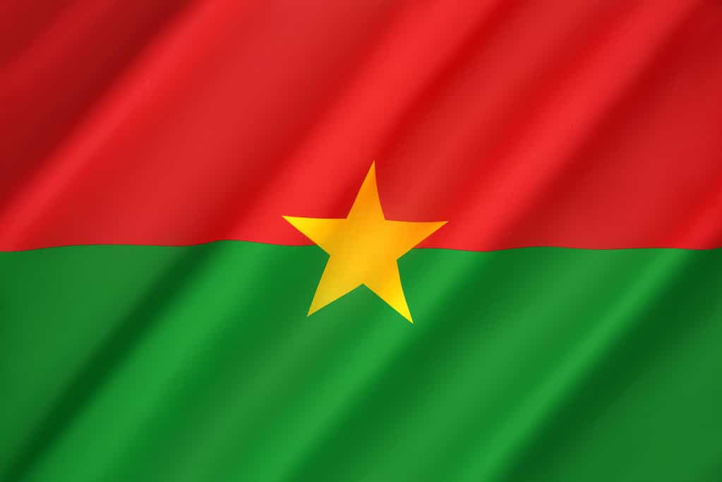 primo piano della bandiera nazionale del Burkina Faso