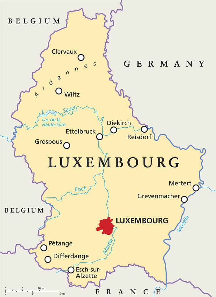 Mappa del Lussemburgo