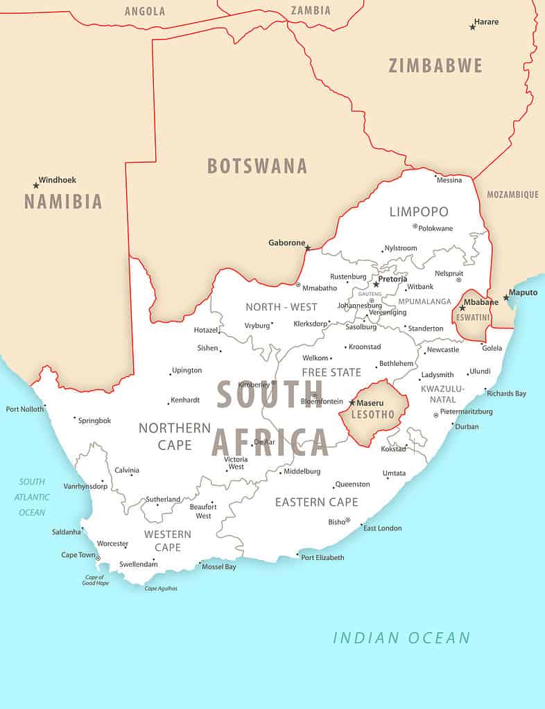 Mappa del Sud Africa