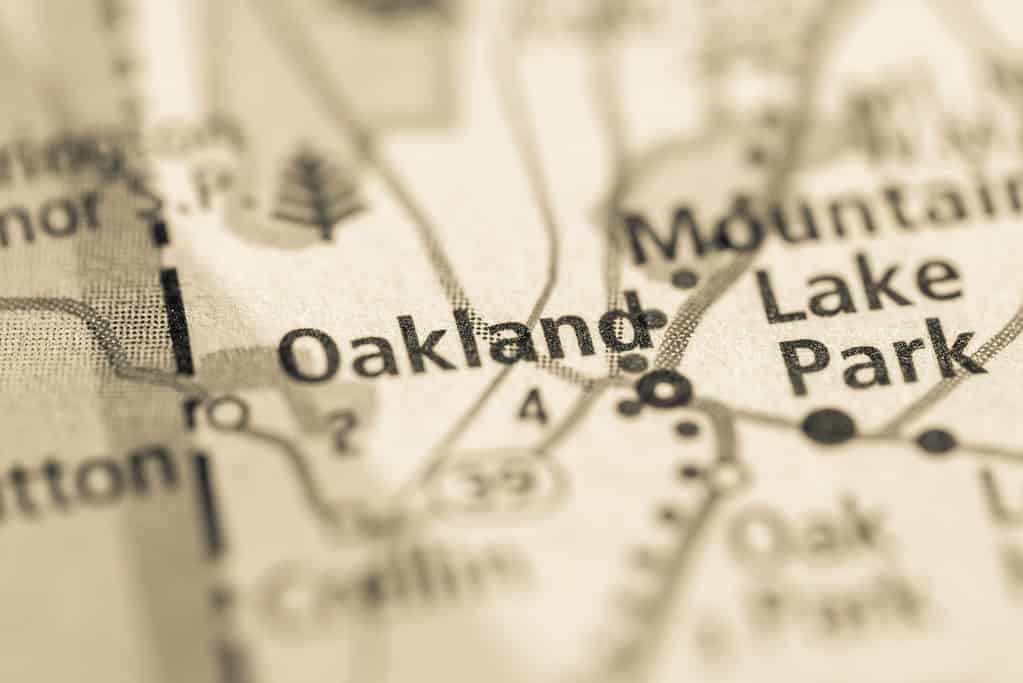Oakland, Maryland, su una mappa - Il posto più nevoso del Maryland
