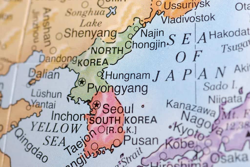 La Corea del Sud su una mappa