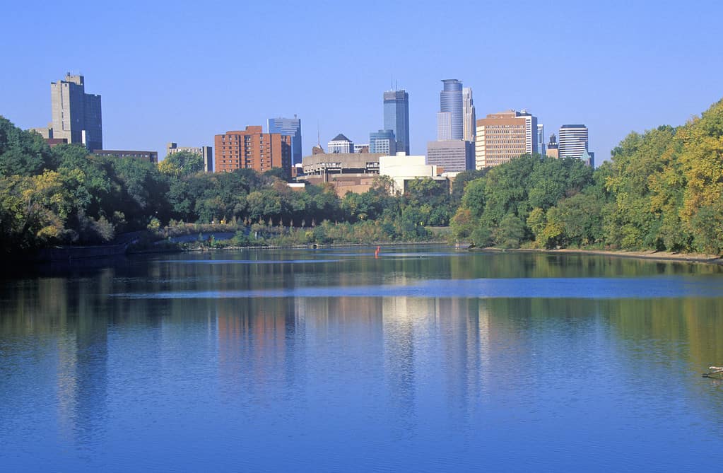 Vista di Minneapolis, Minnesota, orizzonte