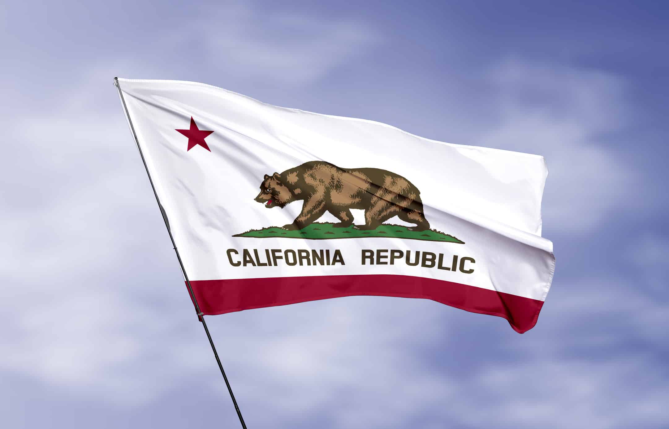 Bandiera della California che sventola nel vento