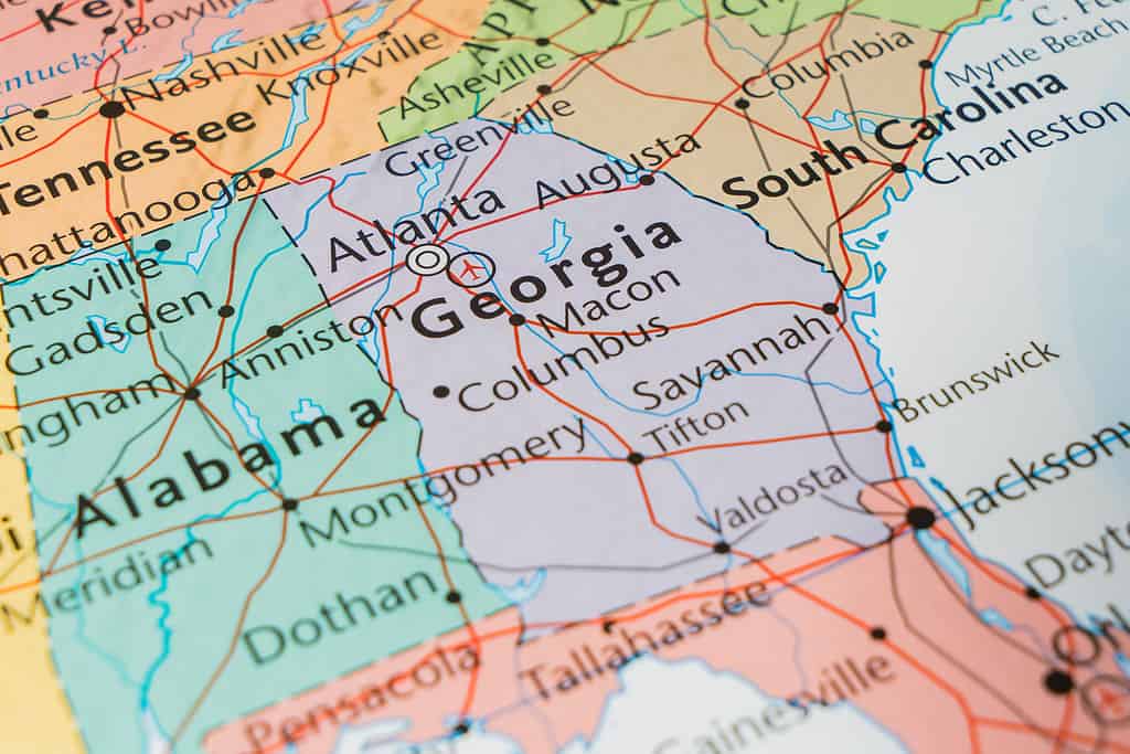 Stato della Georgia sulla mappa degli Stati Uniti