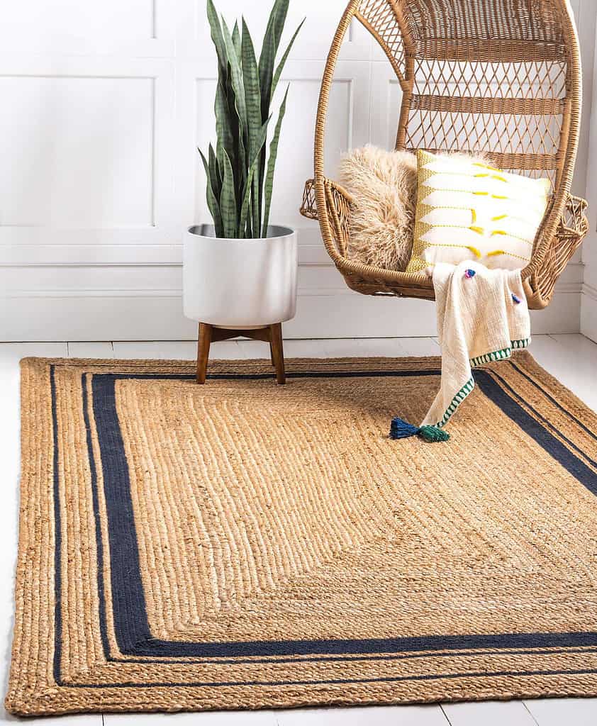 Design moderno del tappeto da soggiorno in iuta intrecciata naturale