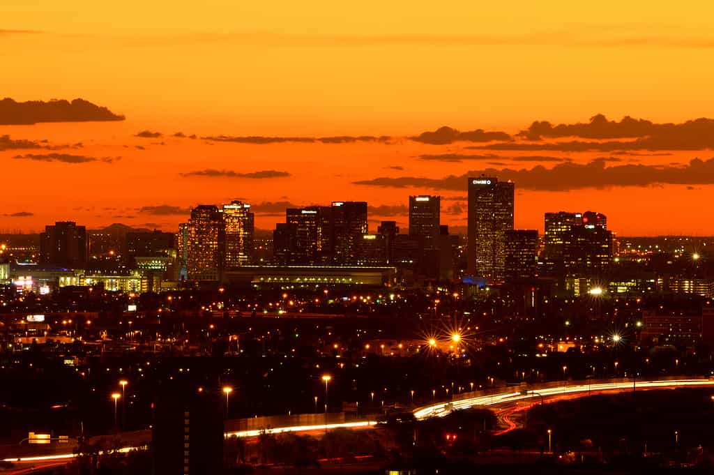 Downtown Phoenix Arizona al tramonto