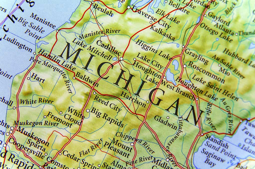 Cartina geografica del Michigan vicino