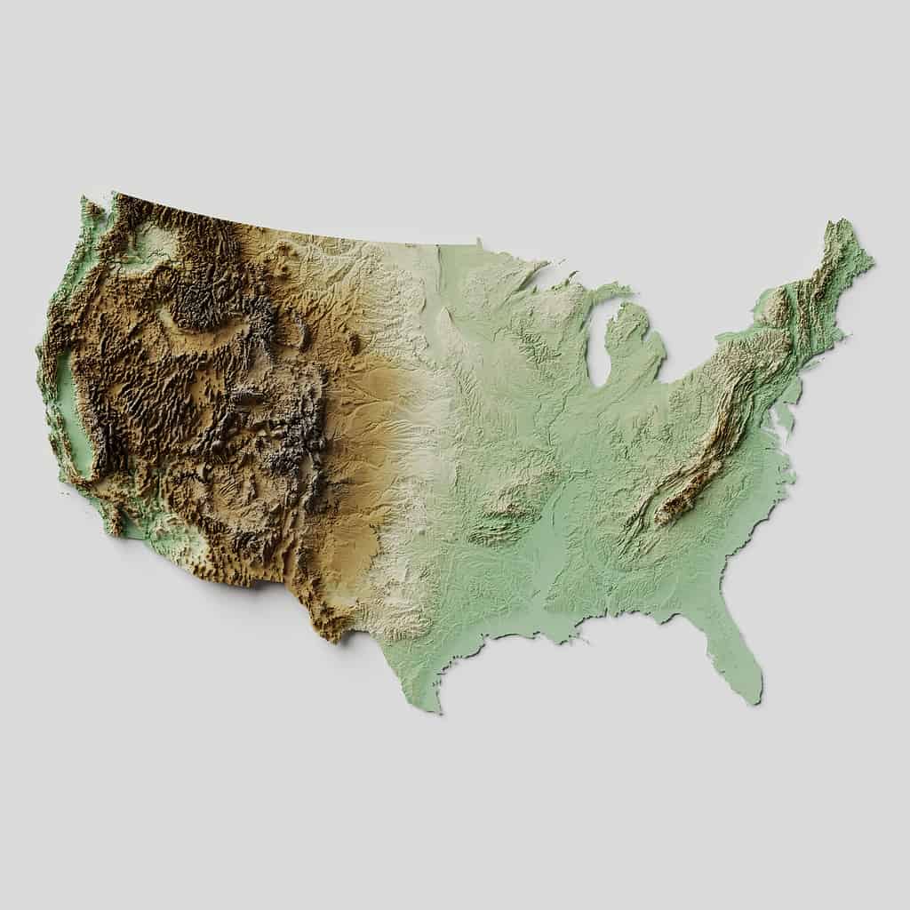 Mappa dei rilievi topografici degli Stati Uniti