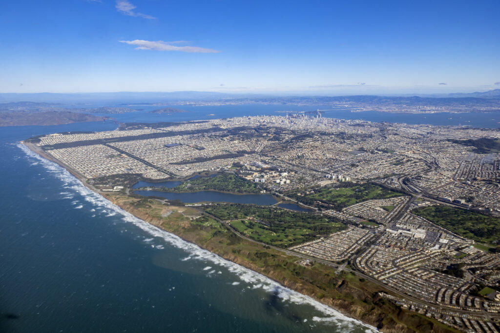 San Francisco vista dall'alto, compreso il lago Merced