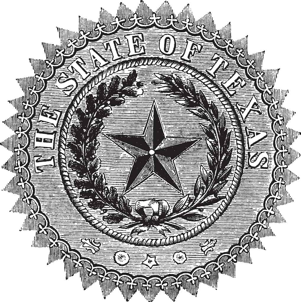Vecchia versione in bianco e nero del sigillo del Texas
