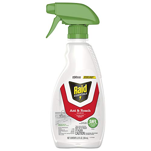 Raid Essentials Flacone spray anti-formiche e scarafaggi, sicuro per bambini e animali domestici, uccide rapidamente gli insetti, per uso interno, 12 oz