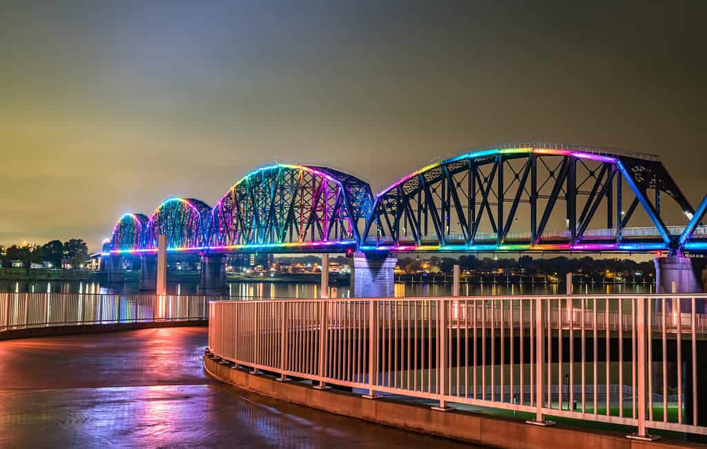 Il Big Four Bridge sul fiume Ohio tra Louisville, Kentucky e Jeffersonville, Indiana