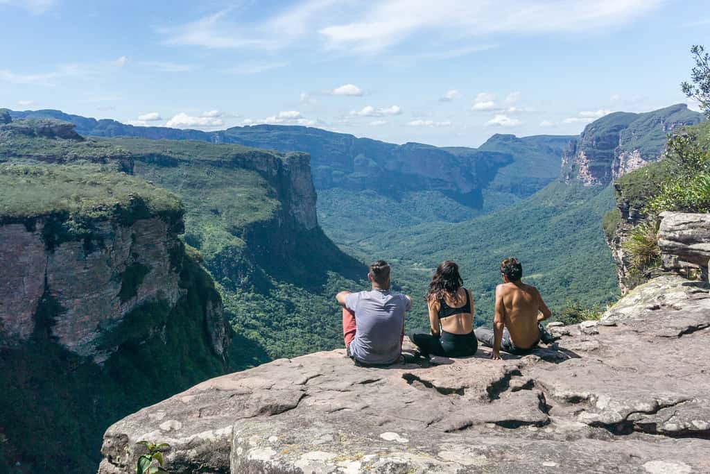 Gruppo di escursionisti in Vale do Pati (Paty Valley), Chapada Diamantina National Park, Bahia, Brasile