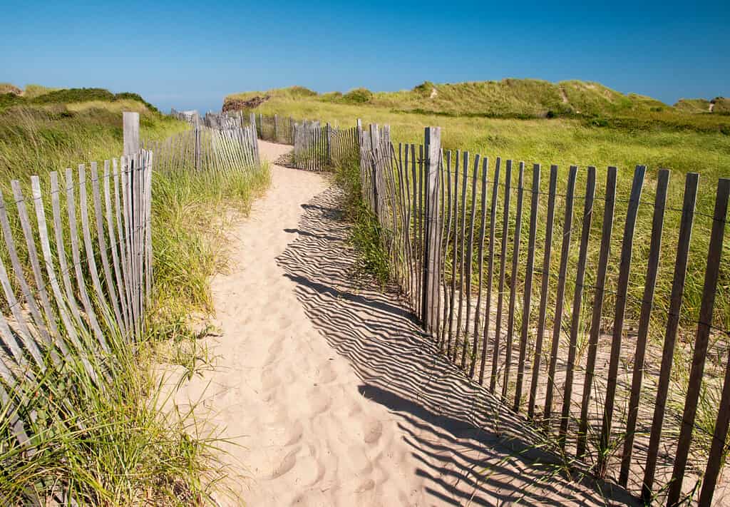 Percorso a Crescent Beach a Block Island, Rhode Island