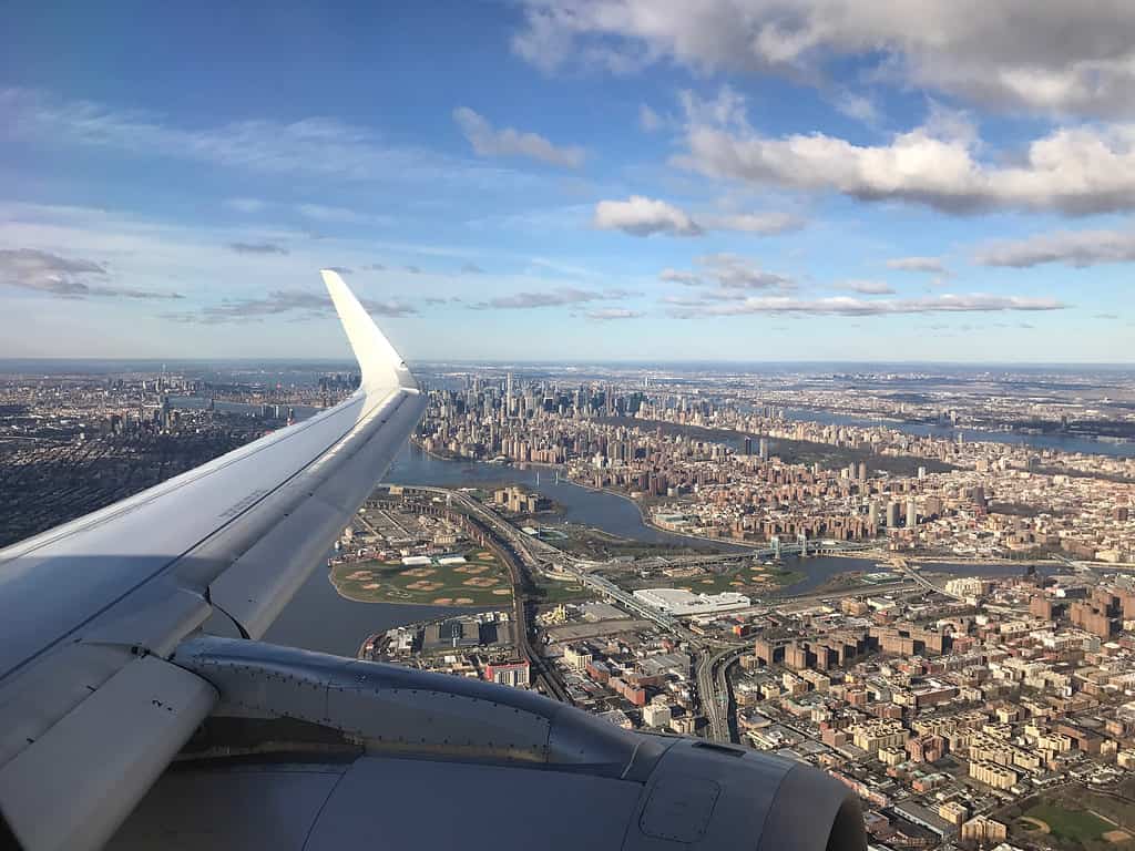 Vista dall'aereo di New York City