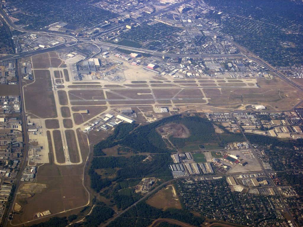 Vista aerea dell'aeroporto internazionale di San Antonio a San Antonio Texas