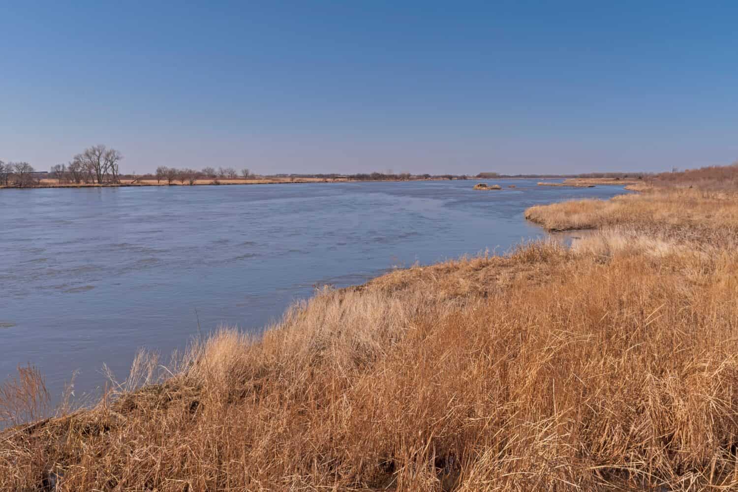 Ampio fiume occidentale nelle Grandi Pianure sul fiume Platte vicino a Kearney, Nebraska