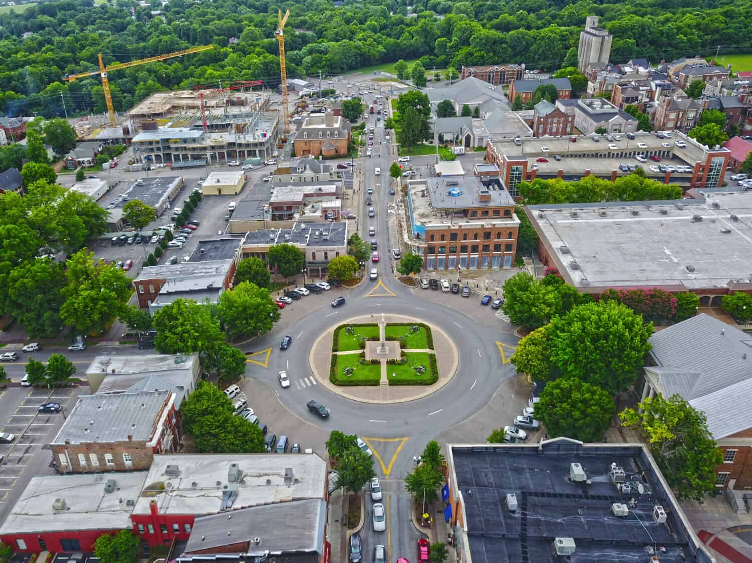 Downtown Franklin TN Ripresa aerea della piazza