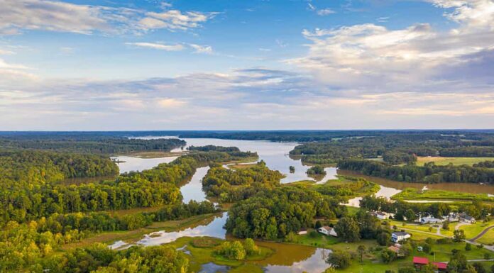 Lake Oconee, Georgia, USA from above in the afternoon.