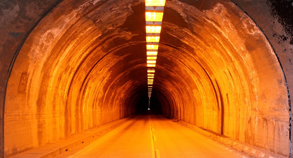 Wawona Tunnel nella Yosemite Valley, nel tardo pomeriggio d'inverno