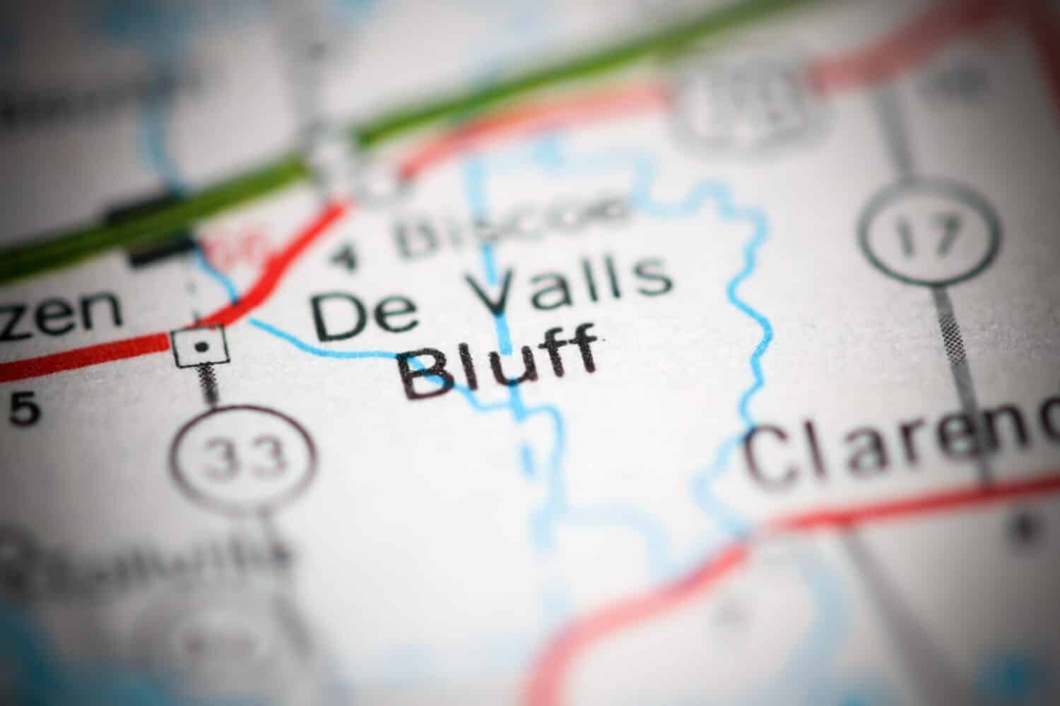 De Valls Bluff.  Arkansas.  Stati Uniti su una mappa geografica