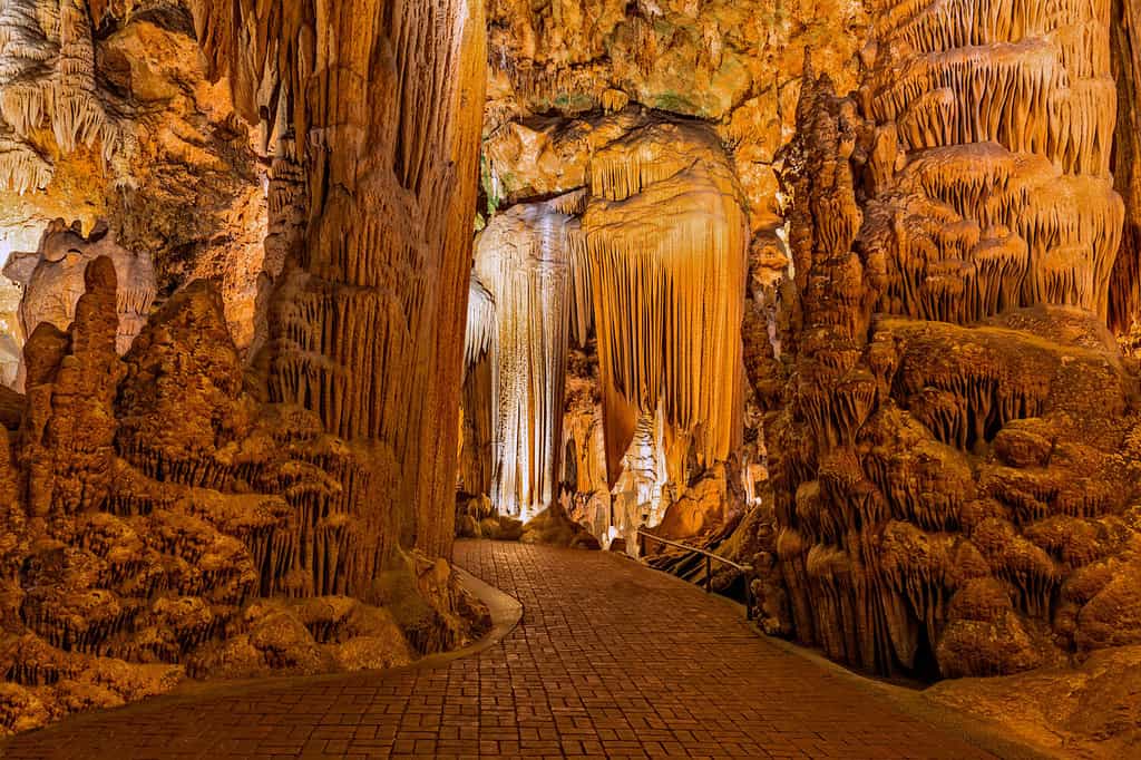 Cave stalattiti, stalagmiti e altre formazioni a Luray Caverns, Virginia.