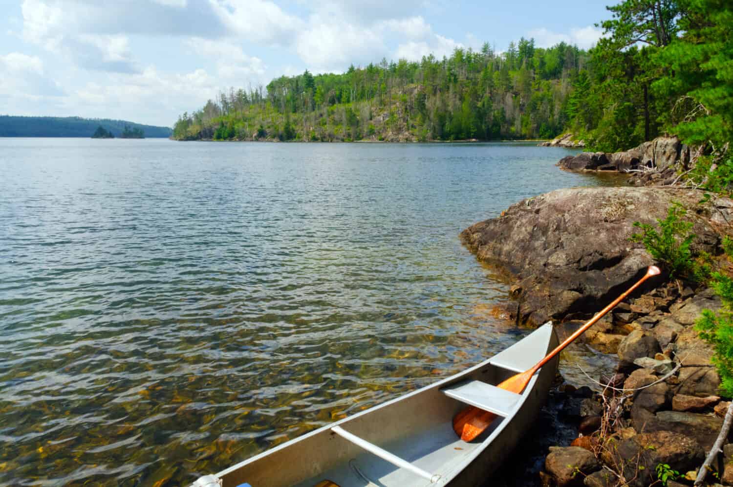 Canoa sul lago Knife nel Parco provinciale di Quetico