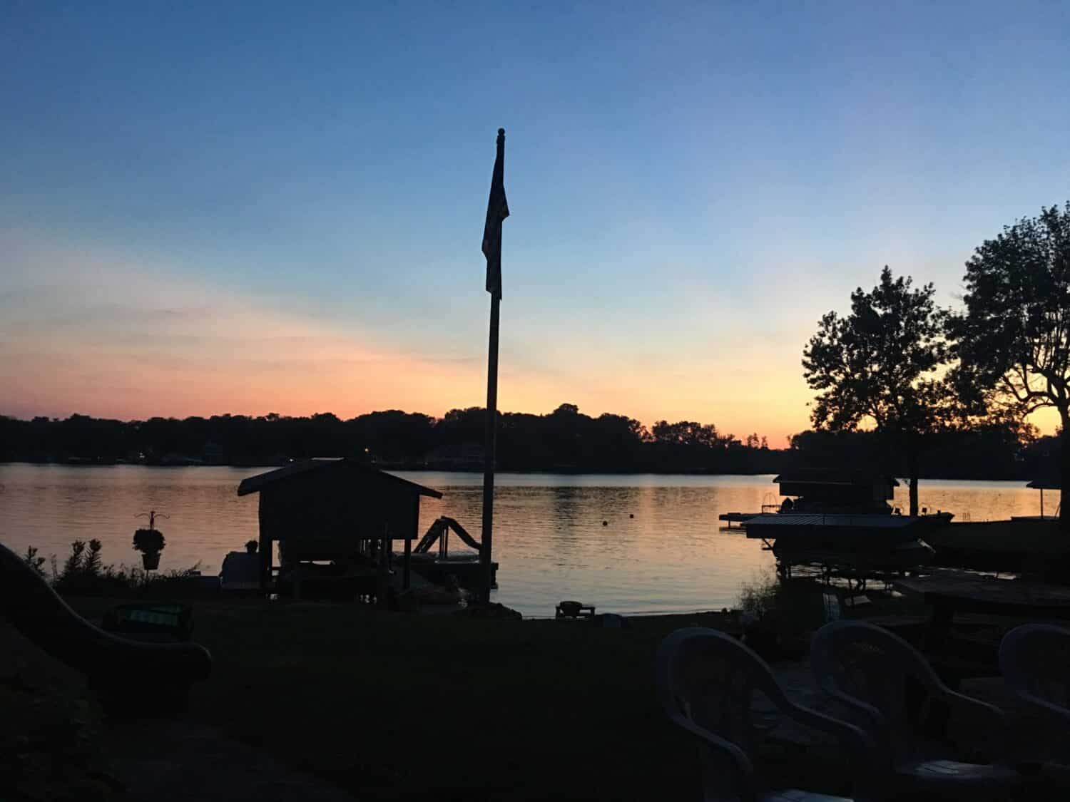 Lago Freeman, Monticello, Indiana tramonto