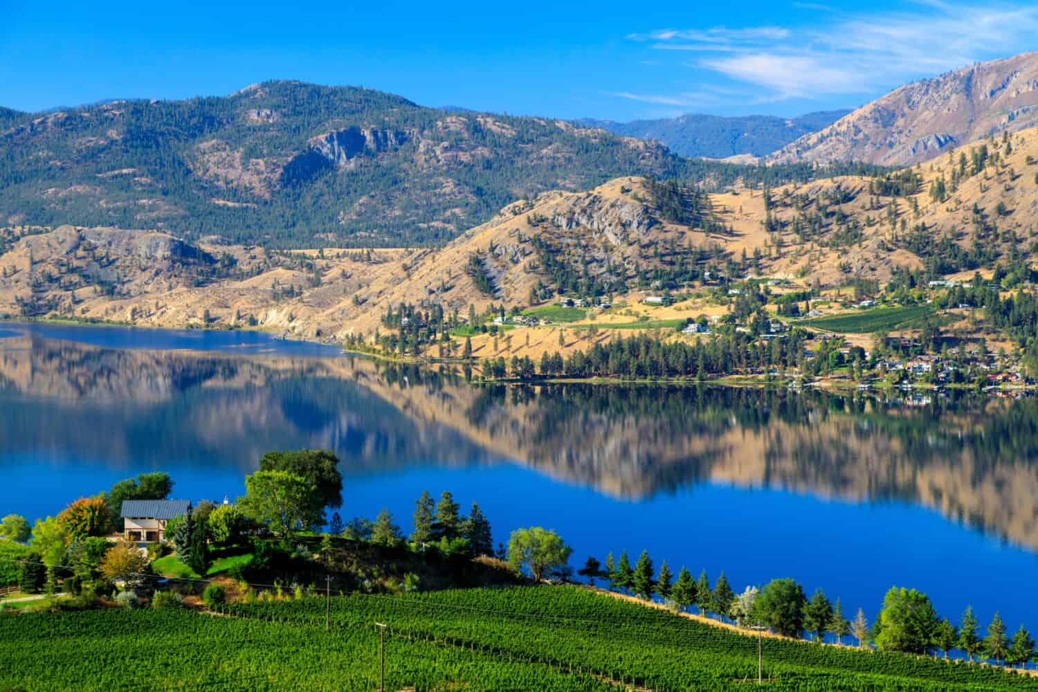 Vista del lago Skaha da Heritage Hills nella Okanagan Valley tra Okanagan Falls e Penticton, British Columbia, Canada.