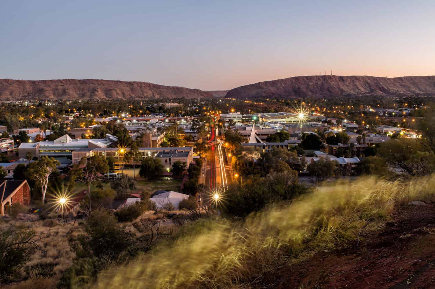 Vista di Alice Spring in Australia al tramonto