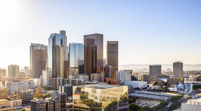 Paesaggio urbano del centro di Los Angeles, California, USA