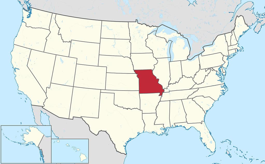 Posizione del Missouri sulla mappa degli Stati Uniti