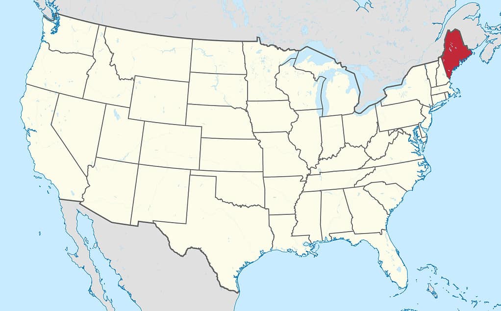 Posizione del Maine sulla mappa degli Stati Uniti