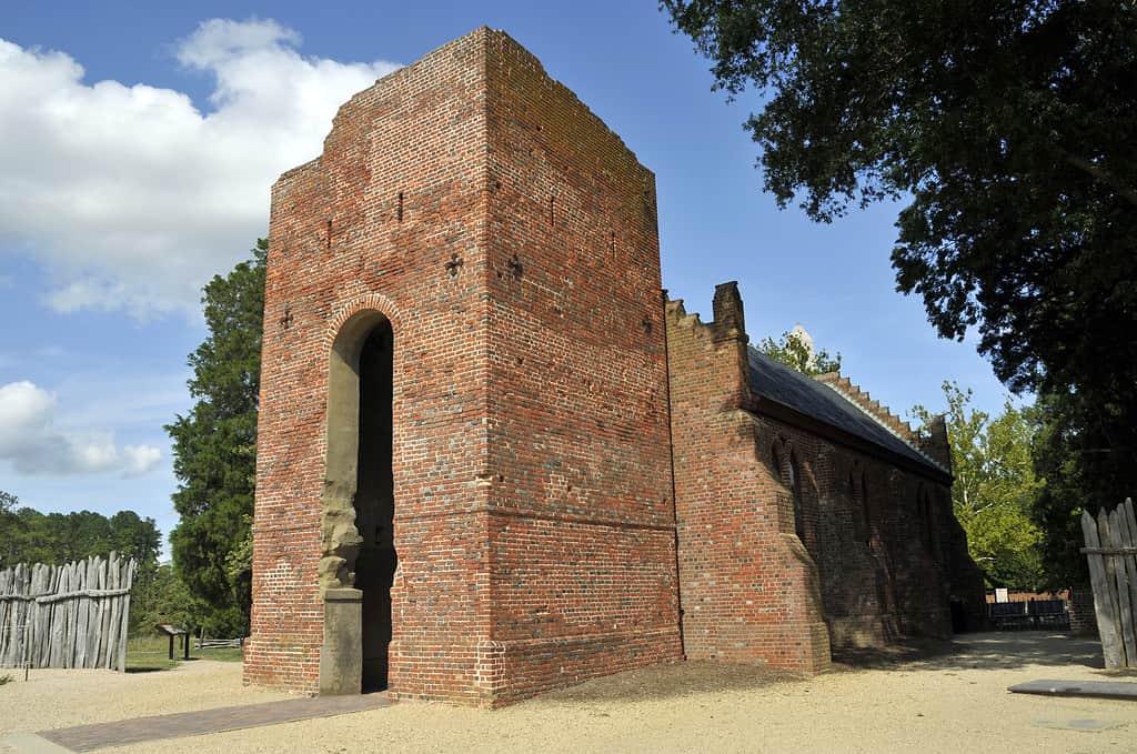 chiesa di jamestown nella città fantasma